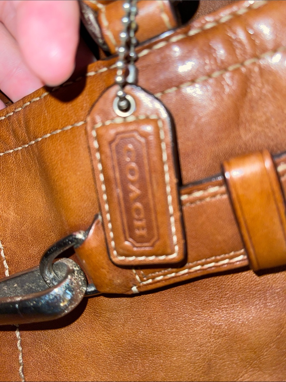 Coach Tan Brown Leather Shoulder Bag with Silver Bit Detail Simple Classic - Picture 5 of 8